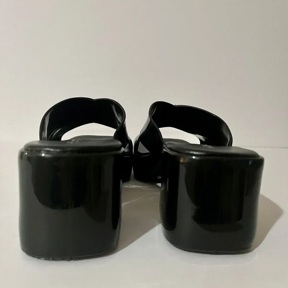 NEW! Jeffery Campbell Black Bubblegum Platform Sandals Heel Mule Patent Slides 6 - Picture 11 of 16